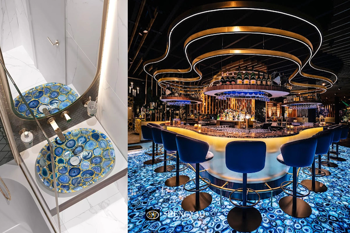 blue onyx marble agate stone slab