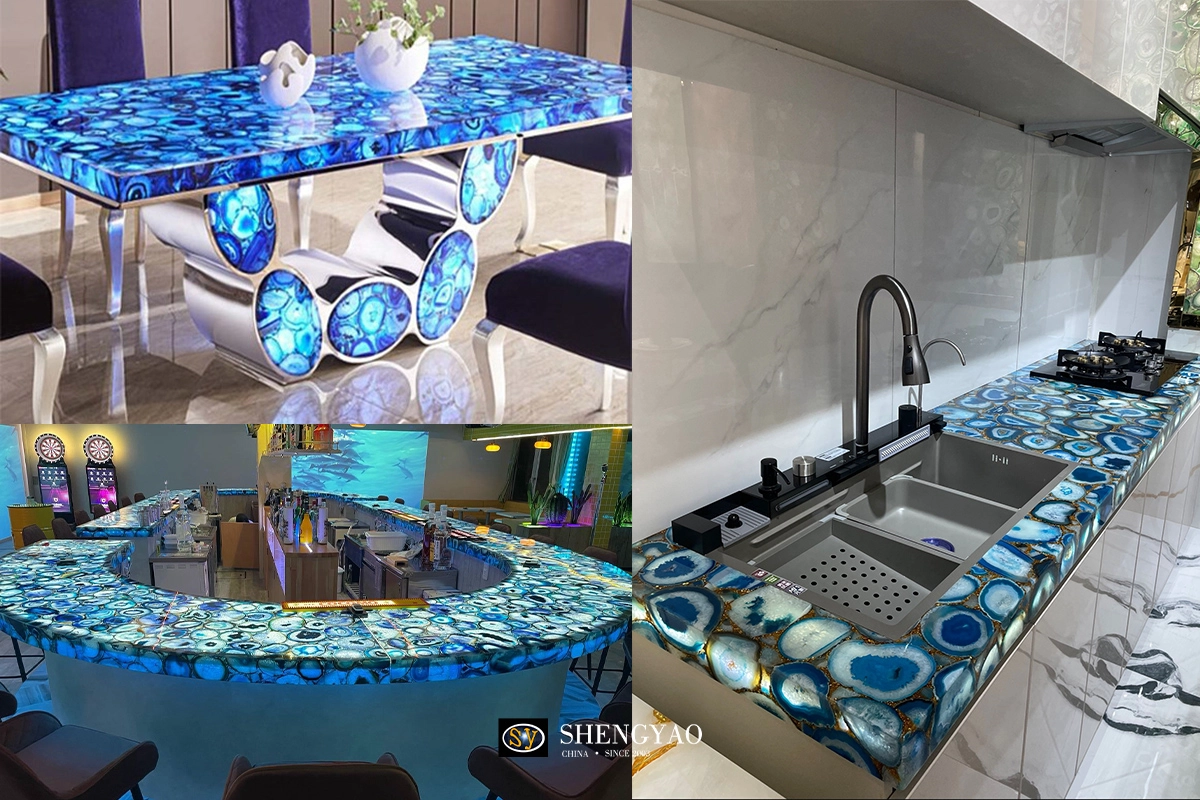 wholesale natural blue agate slab