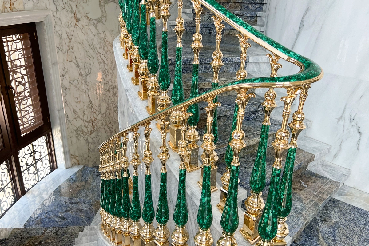 malachite stair railings, balustrades
