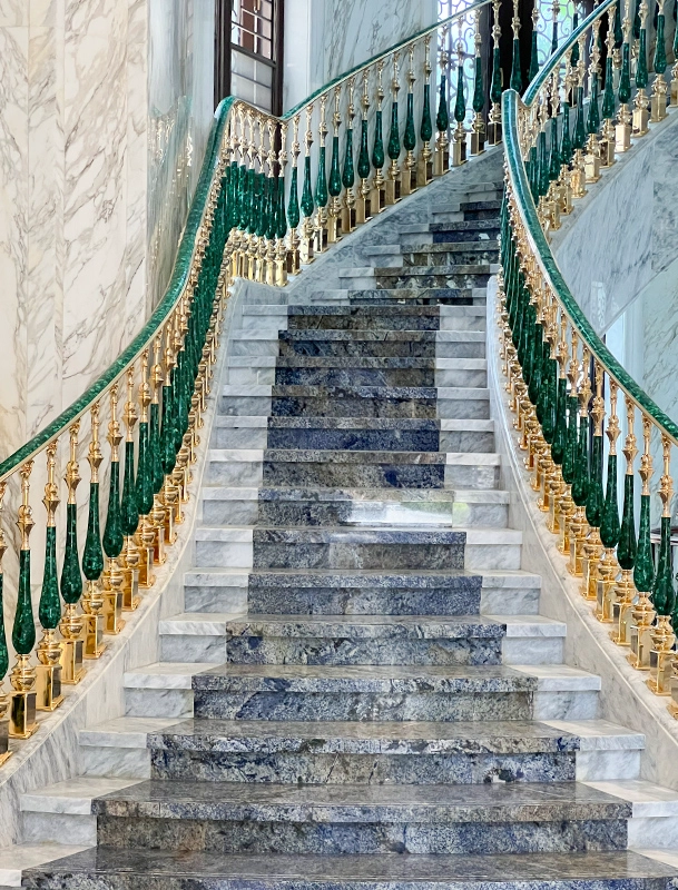 malachite stair railings, balustrades