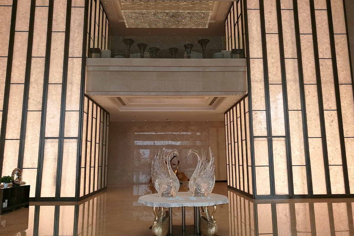 backlit white crystal quartz slab for wall decoration