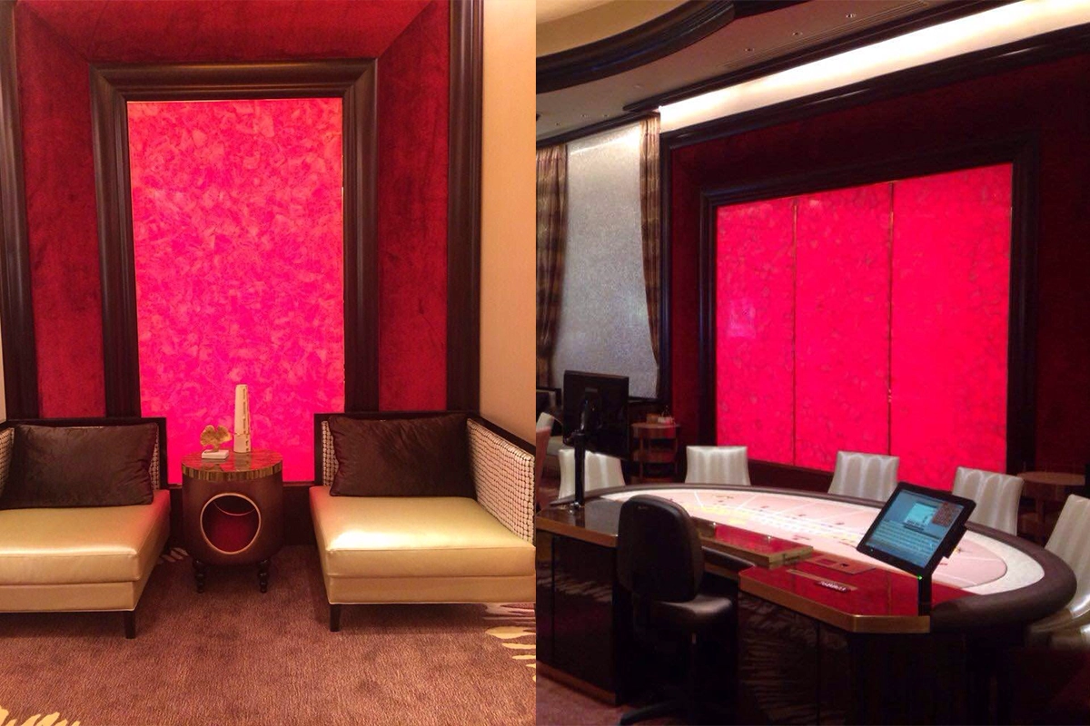 translucent rose quartz slab