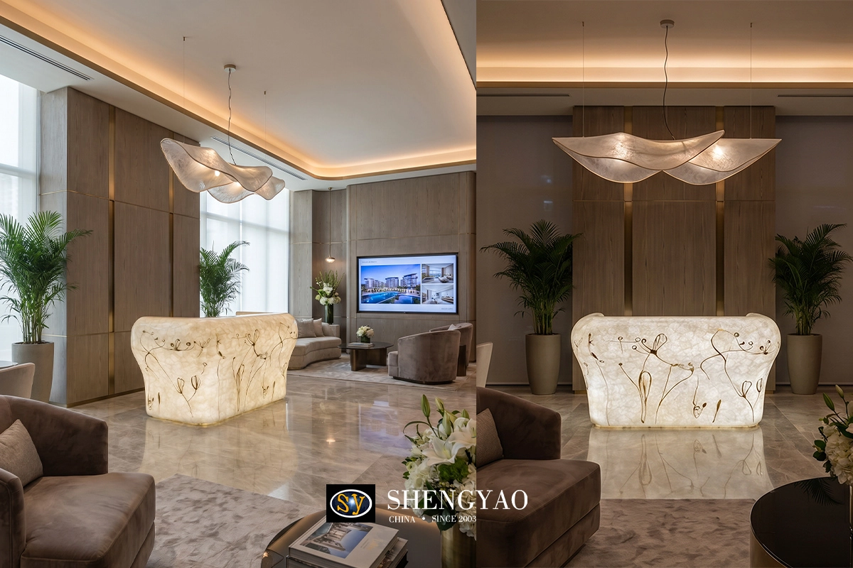 Illuminated Semi Precious Stone reception desk