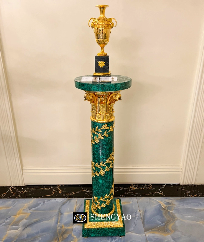 Luxury malachite semi precious stone column
