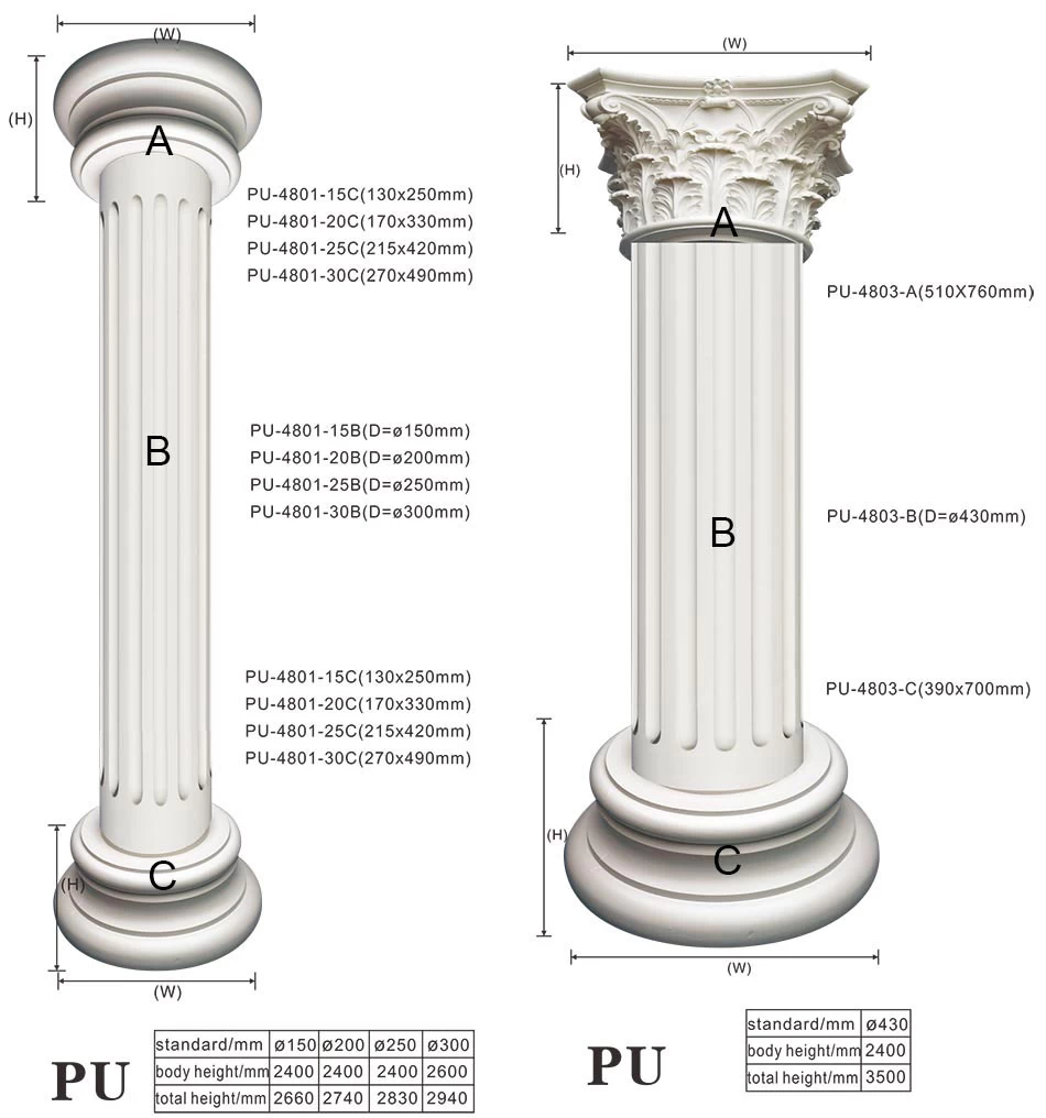 제조사 시공 폴리우레탄 경질 폼 건축 자재 기둥