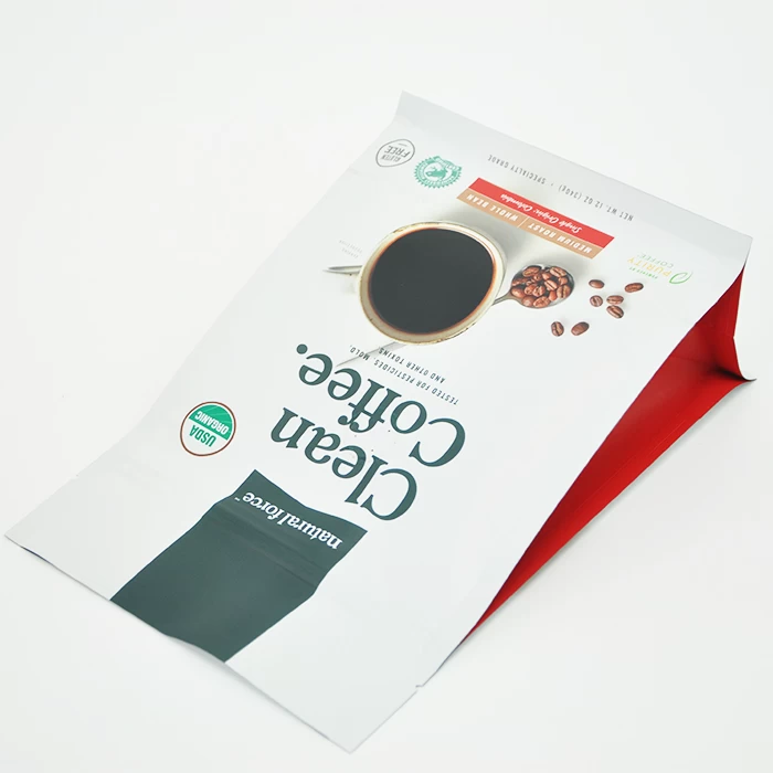 Customized Label Plastic One Way Valve Roasted Bean Flat Bottom Coffee Empty Bag Packaging