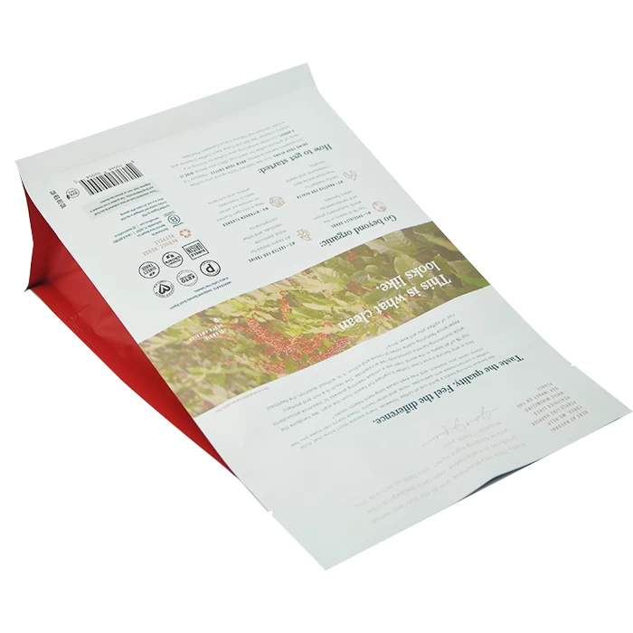 Customized Label Plastic One Way Valve Roasted Bean Flat Bottom Coffee Empty Bag Packaging
