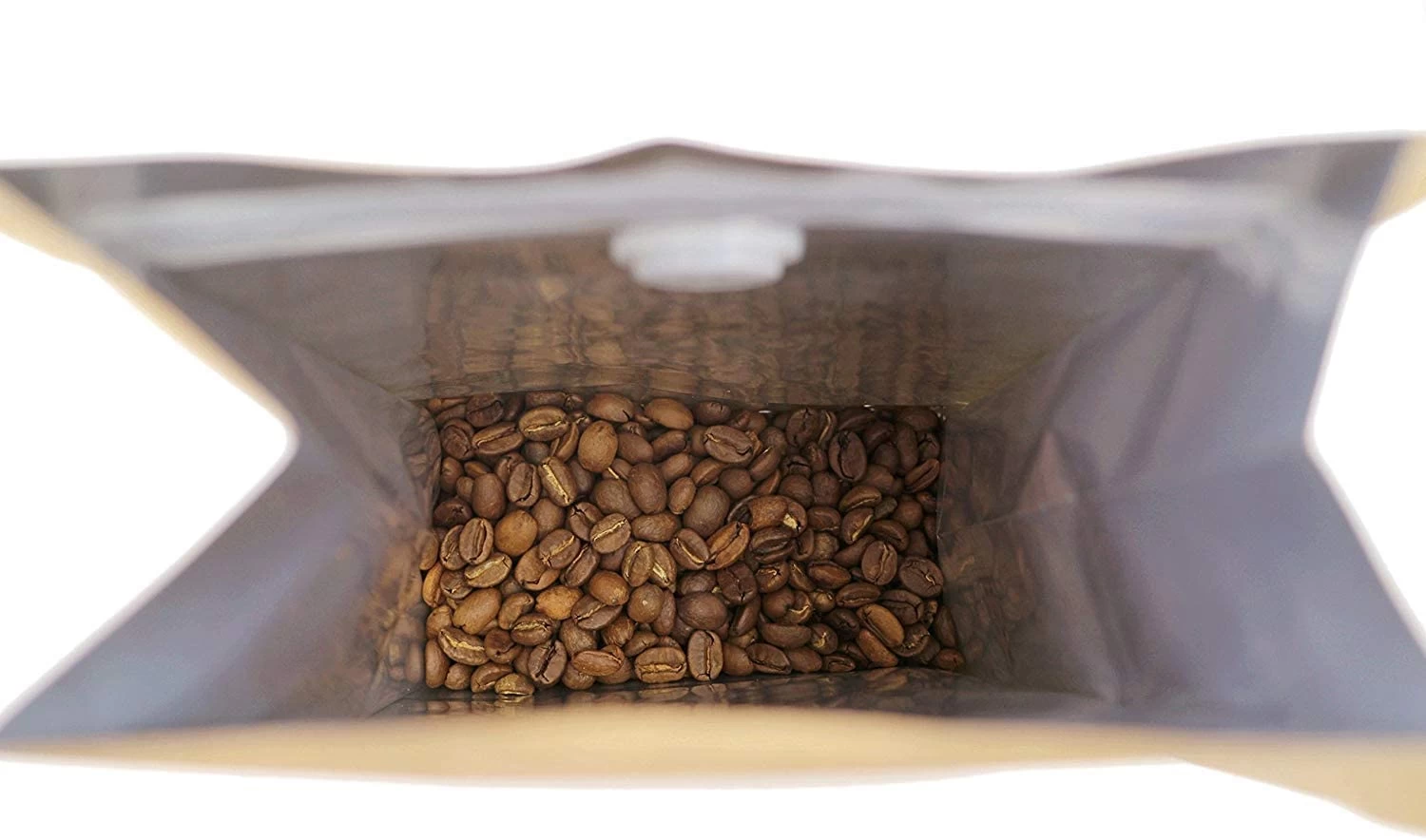 กระเป๋าใส่กาแฟก้นแบนกระดาษคราฟท์พร้อมวาล์ว Degassing ทางเดียวและซิปด้านข้างแบบใช้ซ้ำได้