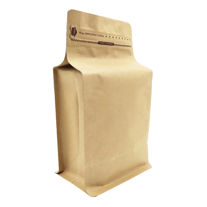 China Custom Sizes Zip Lock Flat Bottom Coffee Food Packing Kraft Paper Doypack Bag with Valve manufacturer