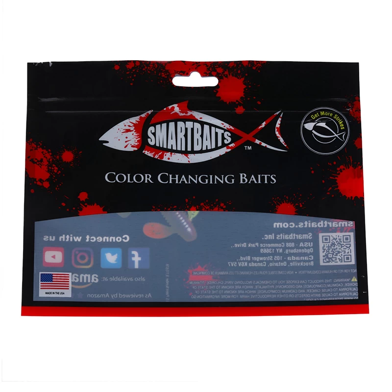 China Factory customized print fishing worm bait fishing bait packing fishing lure pack zipper bags manufacturer