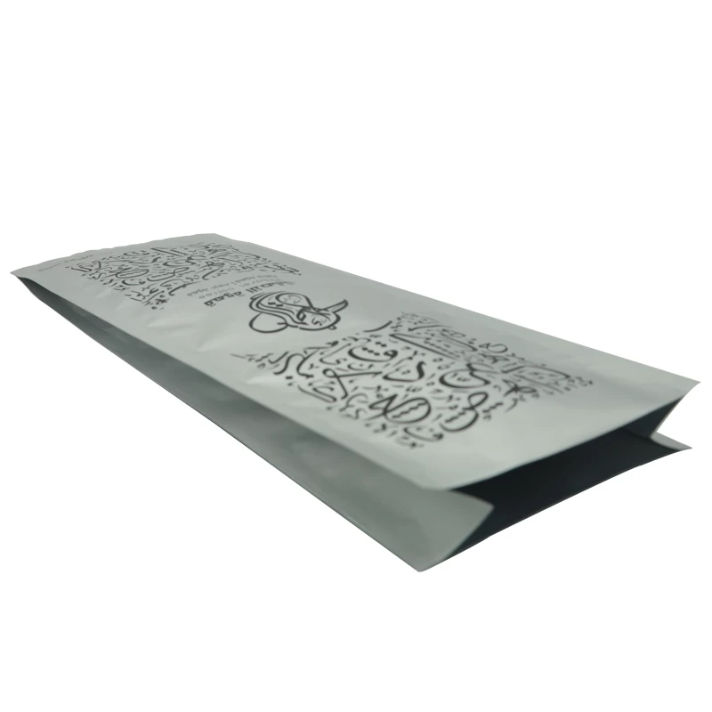 กำหนดเอง Matte Silver อลูมิเนียมฟอยล์ 4 ด้านปิดผนึกถุงถุงชากาแฟบรรจุภัณฑ์ถุงกับValve