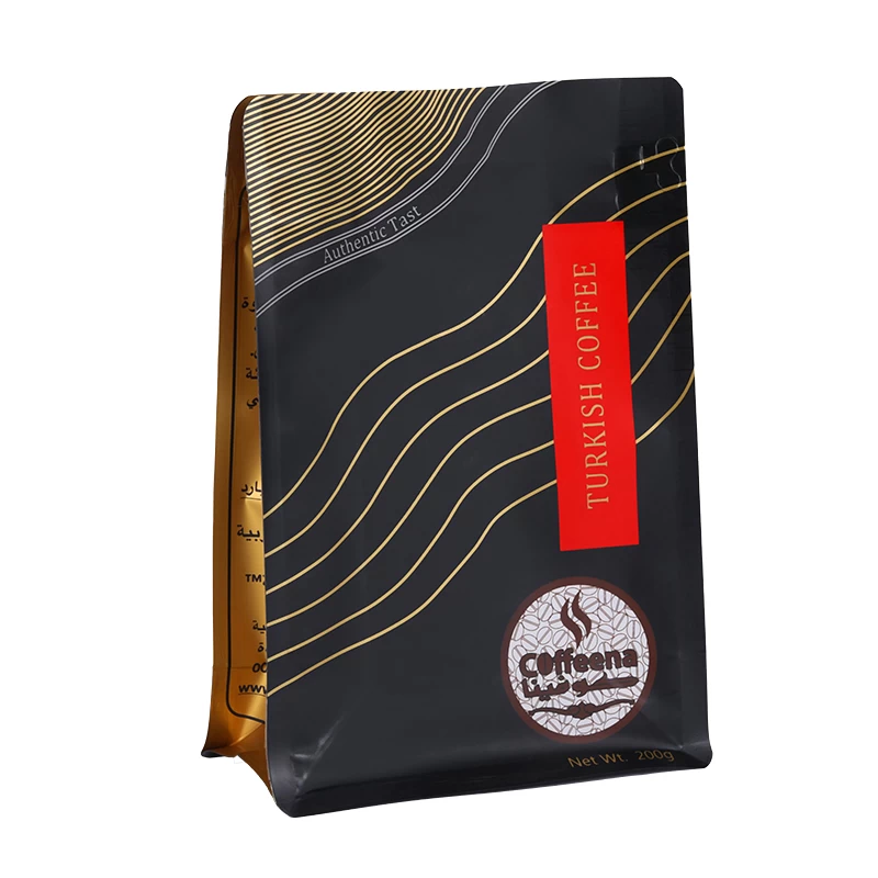 China Factory custom Coffee bag with valve Eight side seal bag