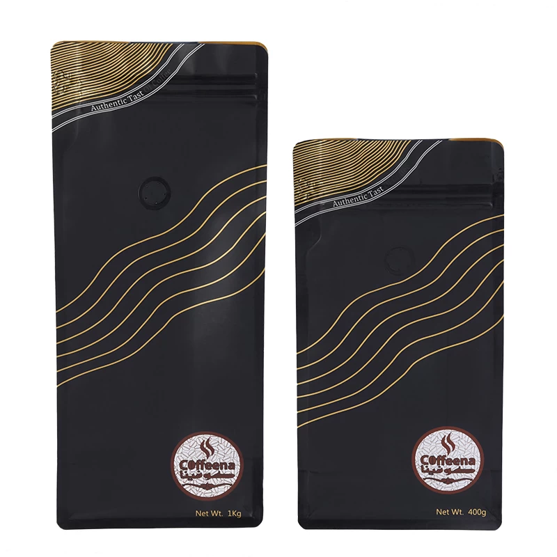 China Factory custom Coffee bag with valve Eight side seal bag