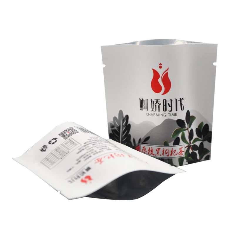 ยืนขึ้นถุงกระดาษคราฟท์สีขาวบรรจุภัณฑ์ถุงอาหารเกรด