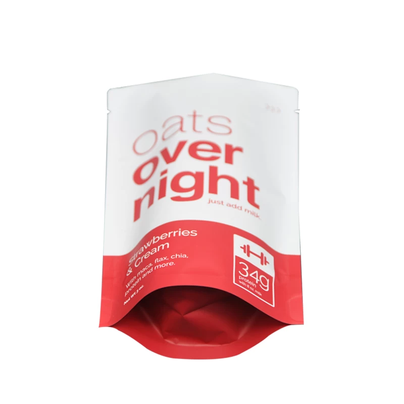 Oat บรรจุภัณฑ์ Matte Foil Heat Seal Stand Up กระเป๋าพร้อมช่องเปิดด้านบน