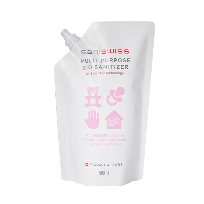 custom refillable plastic packaging pouch spout bag with cap