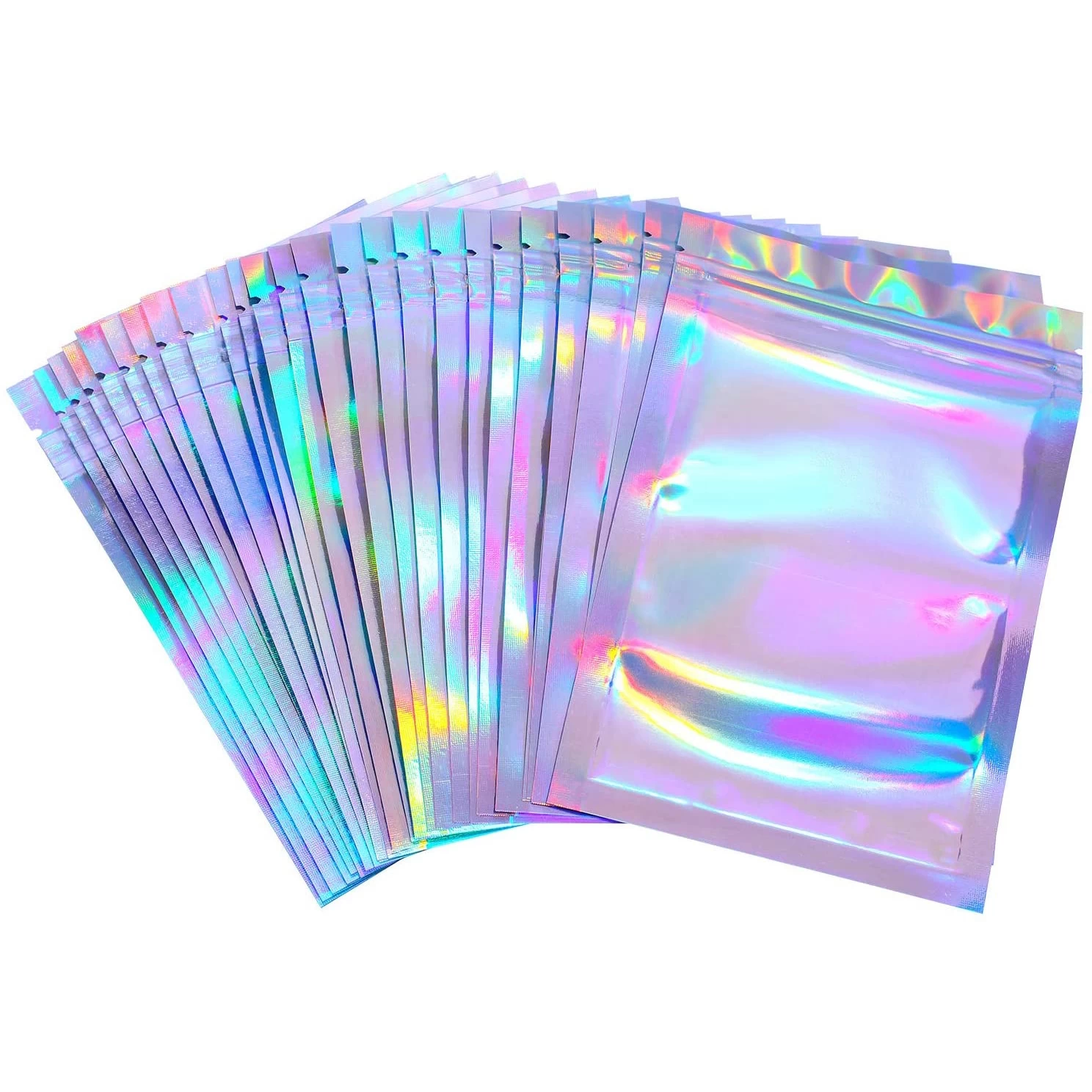 China Laser Rainbow Hologram With Holographic Packaging Printed Packing Zipper Bag manufacturer