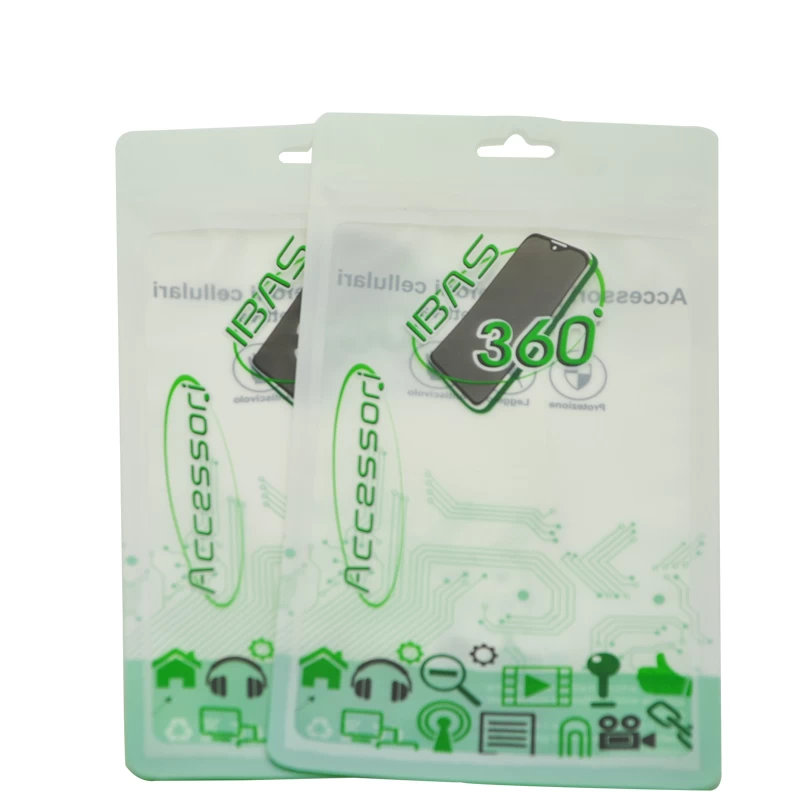 กระเป๋าใส่โทรศัพท์ Ziplock พลาสติกใสพิมพ์ลายแบบกำหนดเองพร้อมรูแขวน