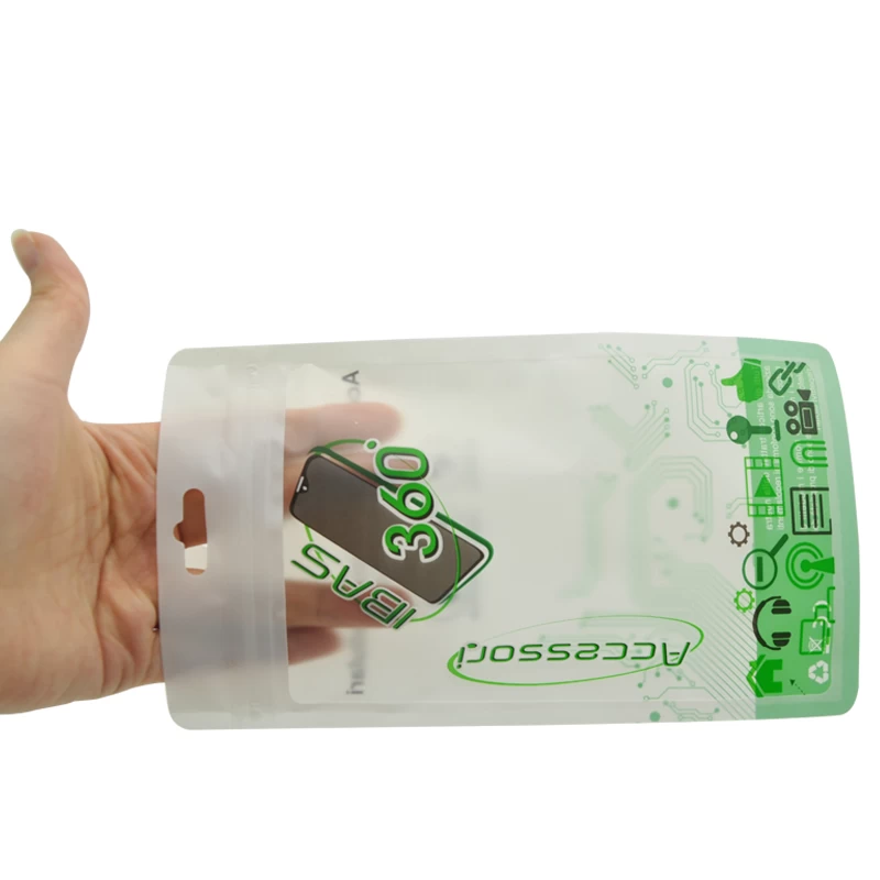 กระเป๋าใส่โทรศัพท์ Ziplock พลาสติกใสพิมพ์ลายแบบกำหนดเองพร้อมรูแขวน