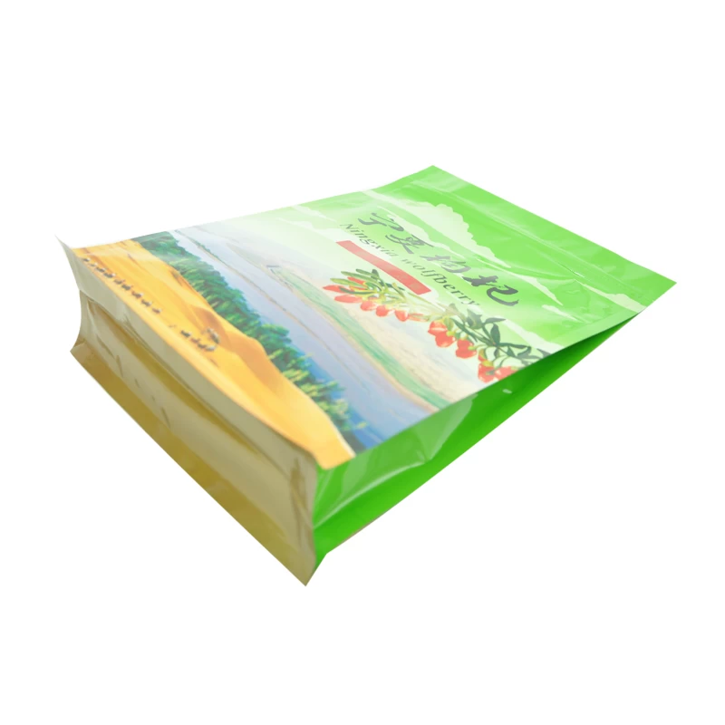 Resealable Aluminum Foil Flat Bottom Food Packaging Pouch Bag