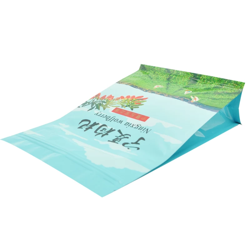 Resealable Aluminum Foil Flat Bottom Food Packaging Pouch Bag