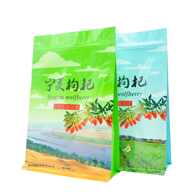 Resealable Aluminum Foil Flat Bottom Food Packaging Pouch Bag