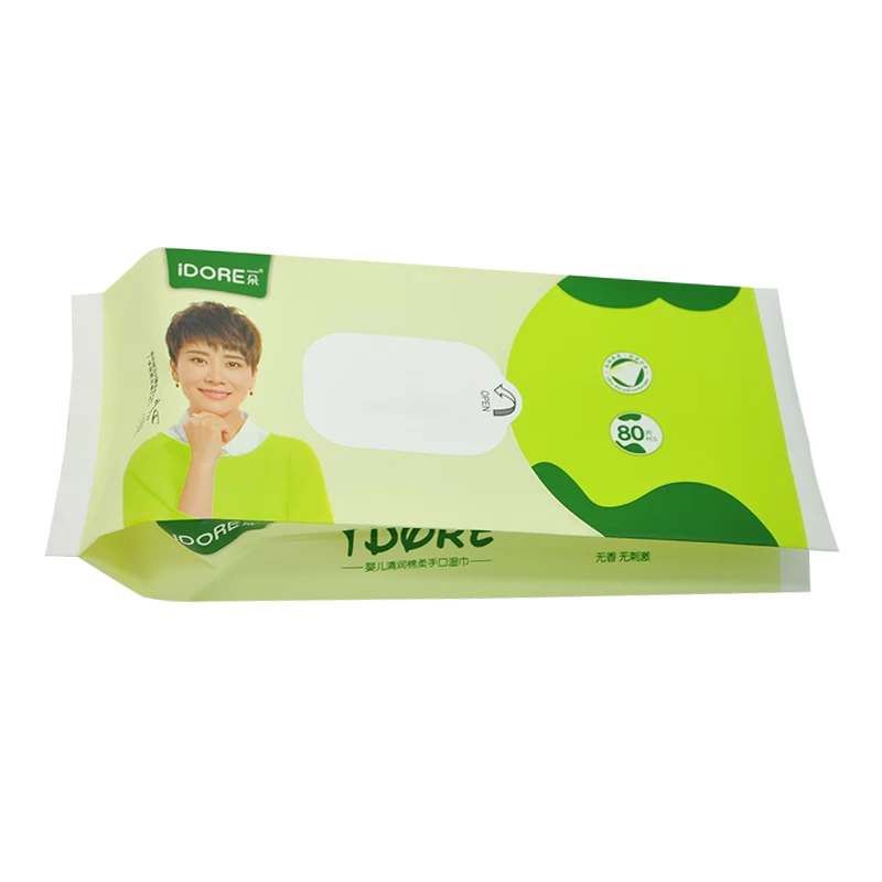 ผลิตในประเทศจีนพิมพ์แบบกำหนดเองเด็ก Wet Wipe bag พร้อมสติ๊กเกอร์