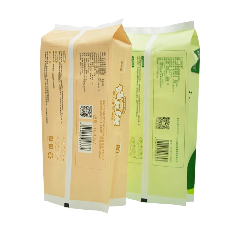 ผลิตในประเทศจีนพิมพ์แบบกำหนดเองเด็ก Wet Wipe bag พร้อมสติ๊กเกอร์