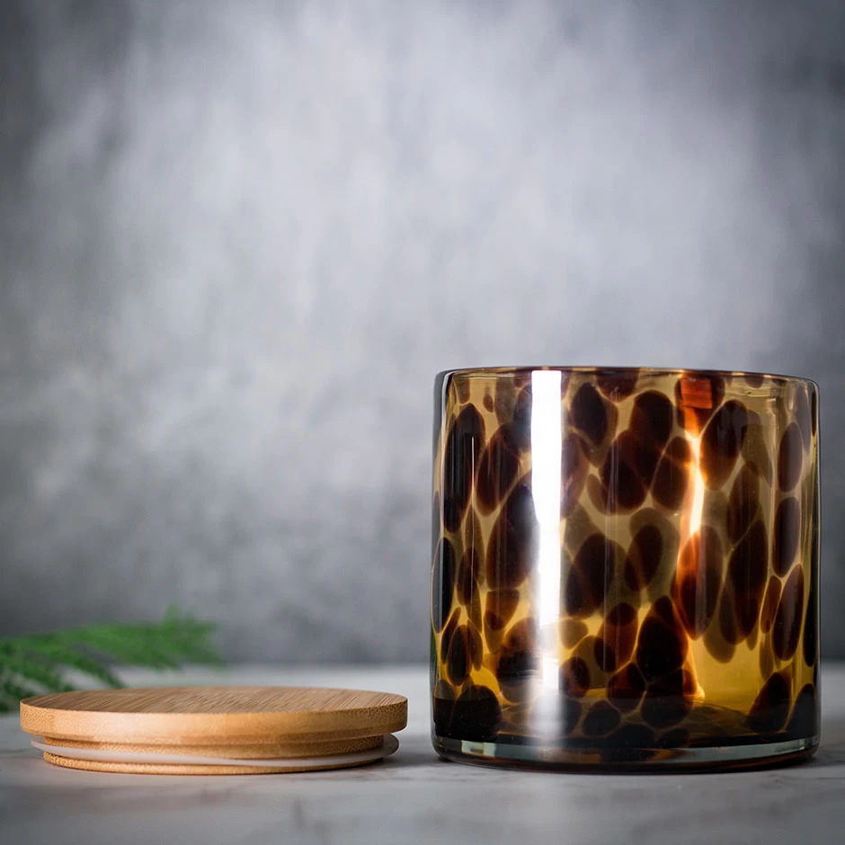 15oz Colored Glass Candle Holder Handmade