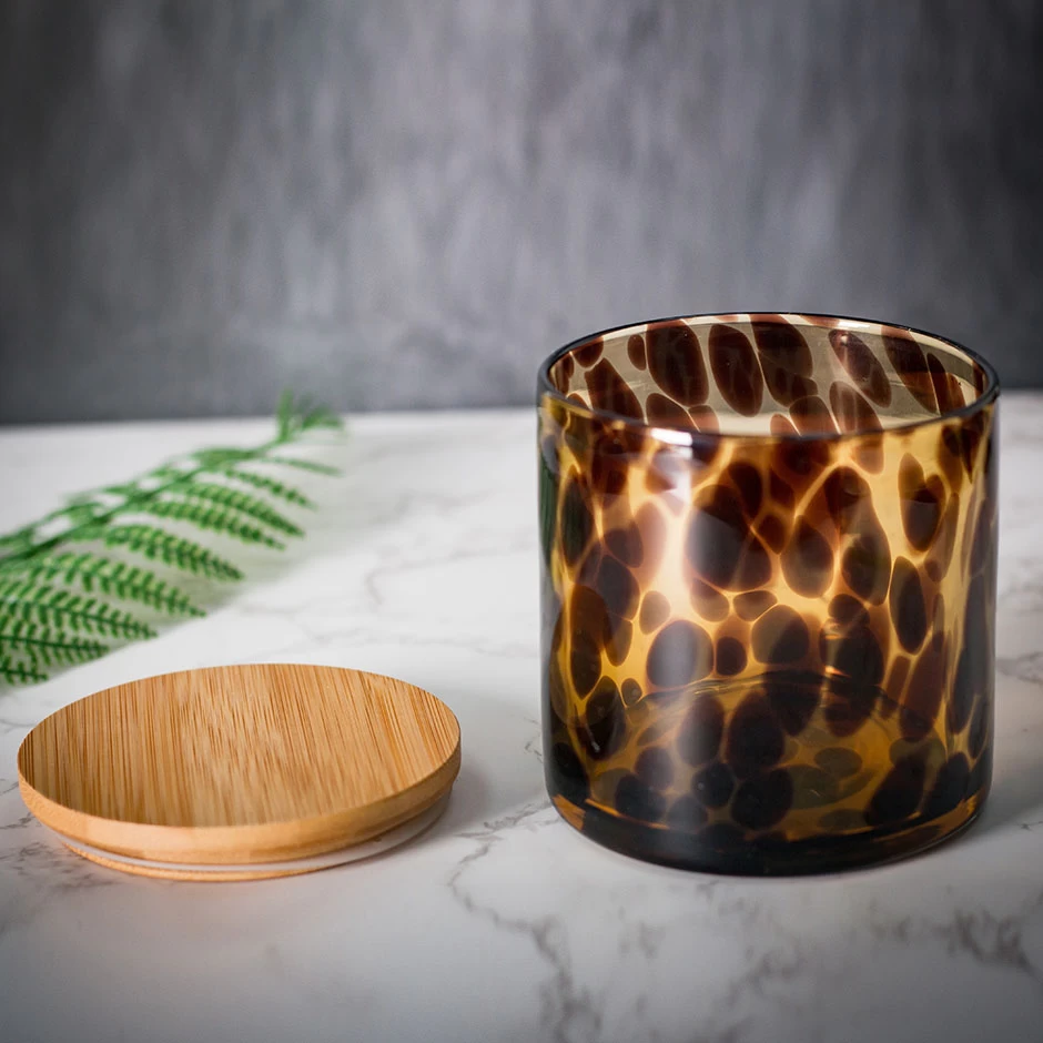 15oz Colored Glass Candle Holder Handmade