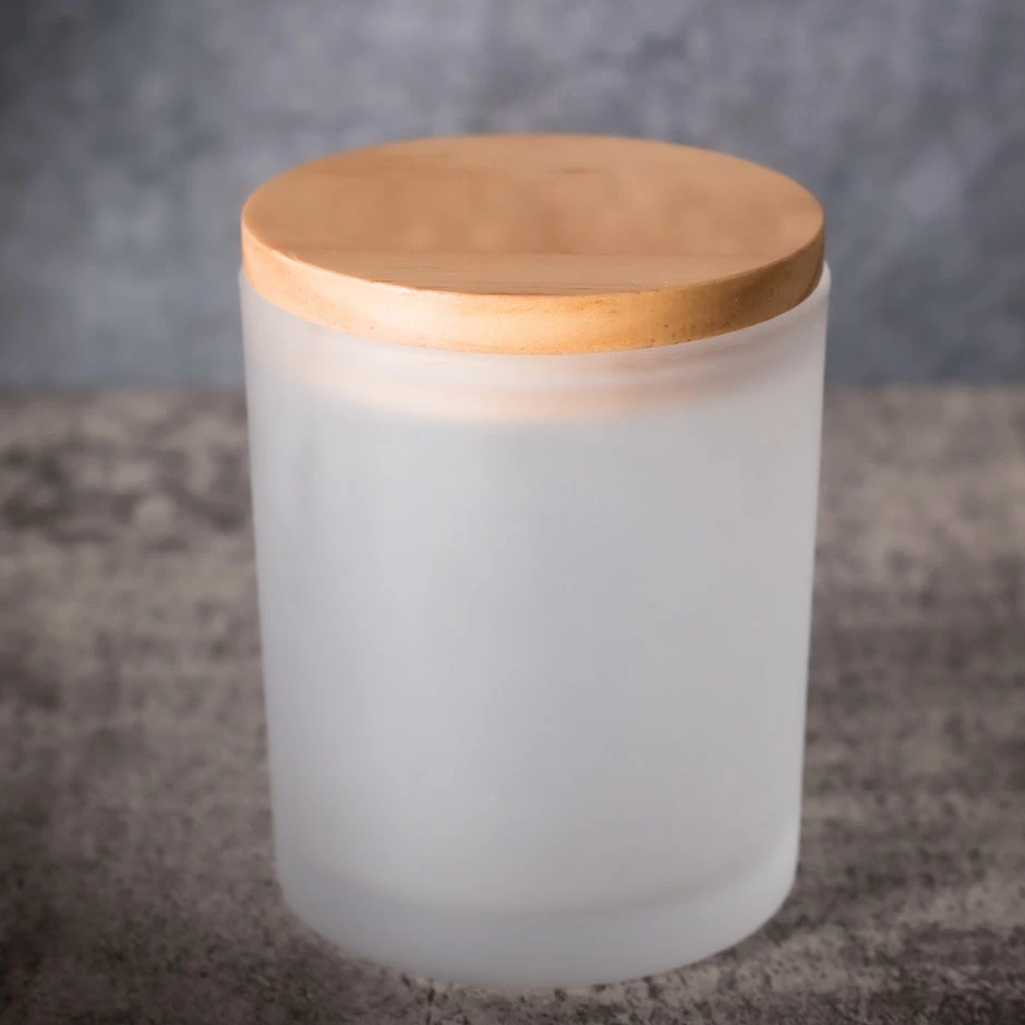 Frosted Glass Candle Holder With 11oz Wax Fill