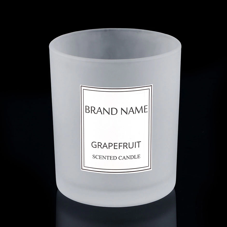 Frosted Glass Candle Holder With 11oz Wax Fill