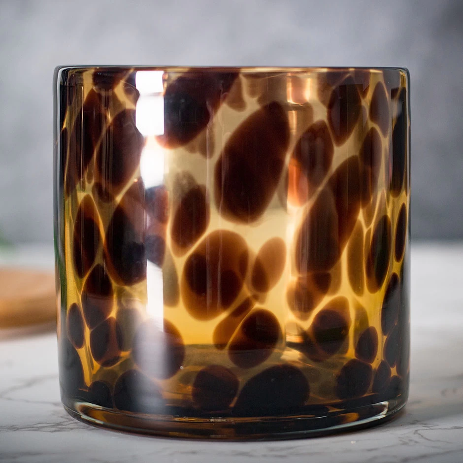 15oz Colored Glass Candle Holder Handmade