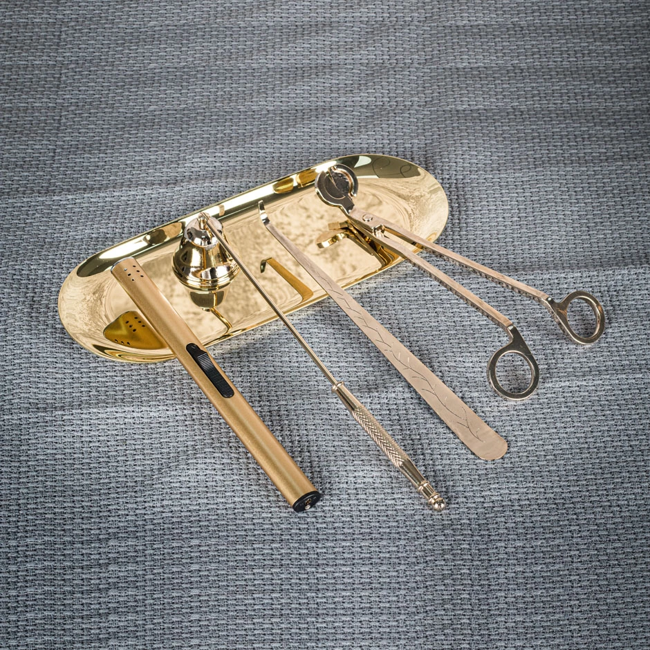 Shiny Gold Candle Accessories Set For Wholesale