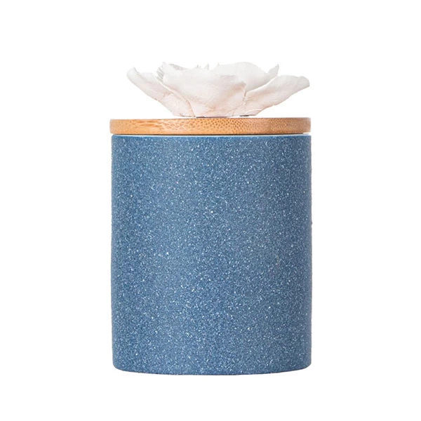 Blue Powder Votive Ceramic Candle Holder With Lid