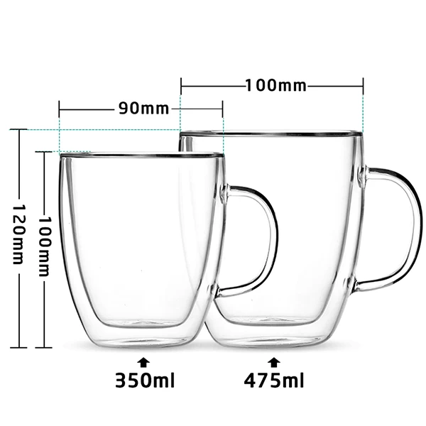 Borosilicate Glass Coffee Mugs 12 oz