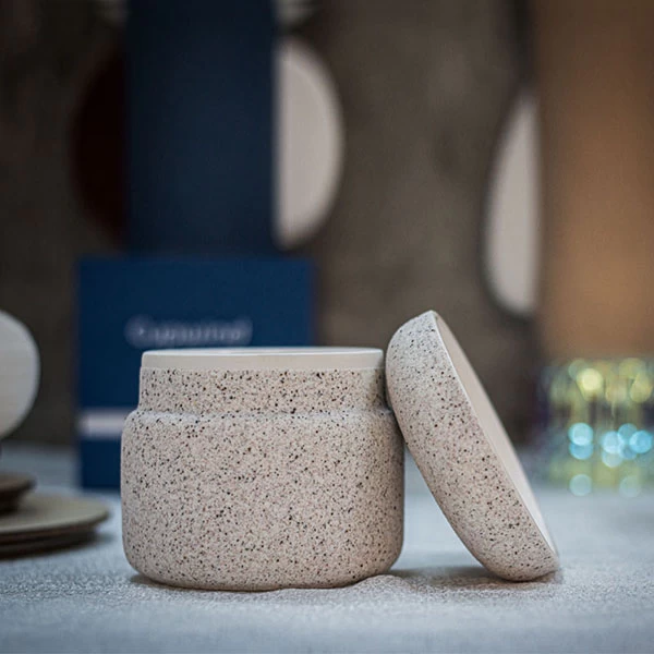 11oz Home Decoration Ceramic Candle Holder With Lid