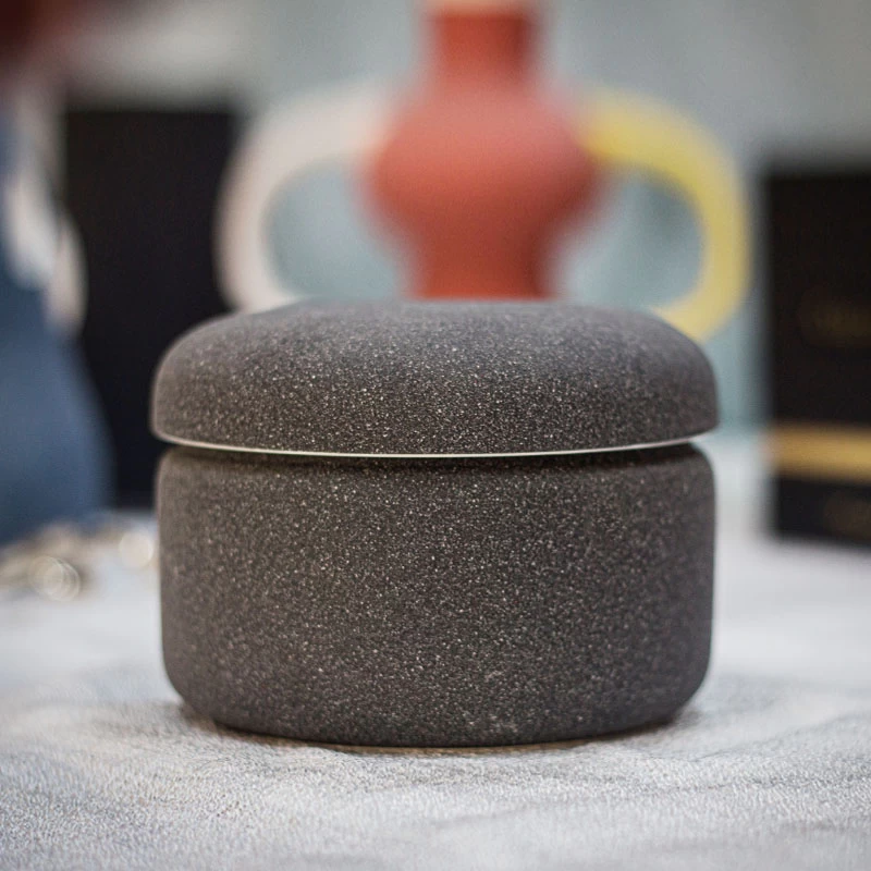 Black Ceramic Candle Container With Lid