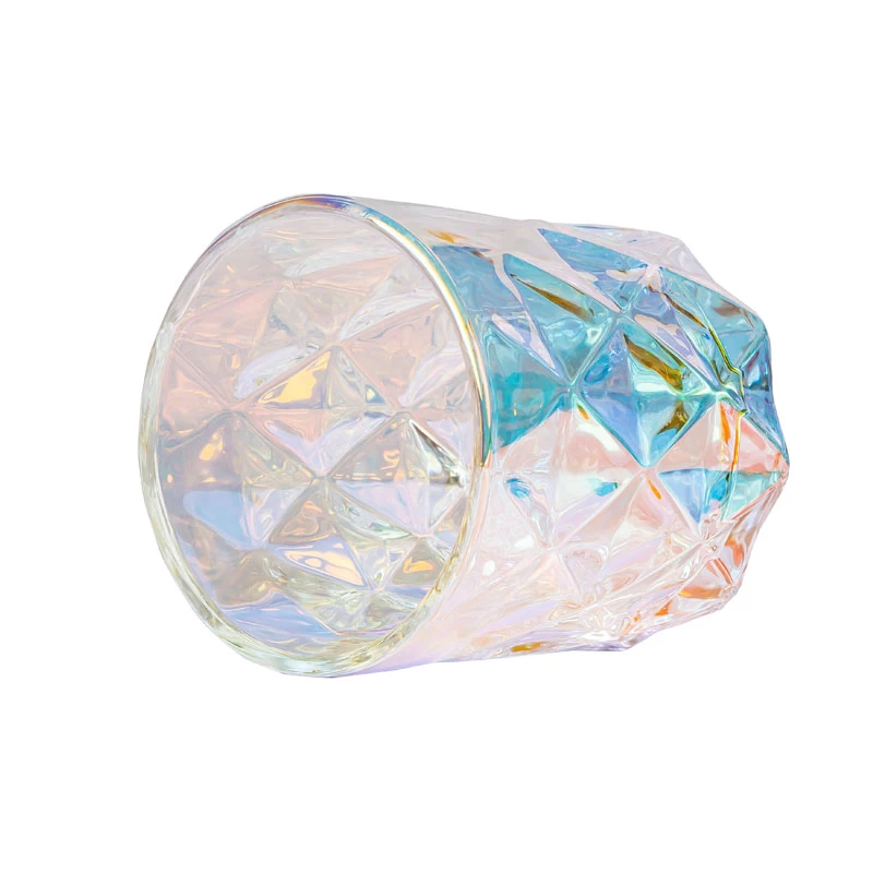 8oz Glass Candle Holder Iridescent Prism  Aura for Soy Wax Candles