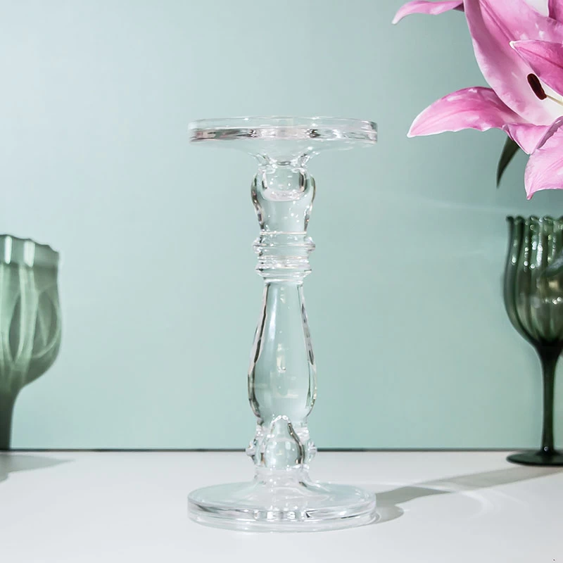 Handmade Bubble Glass Pillar, Taper, Candlestick Candle Holder D 5.11