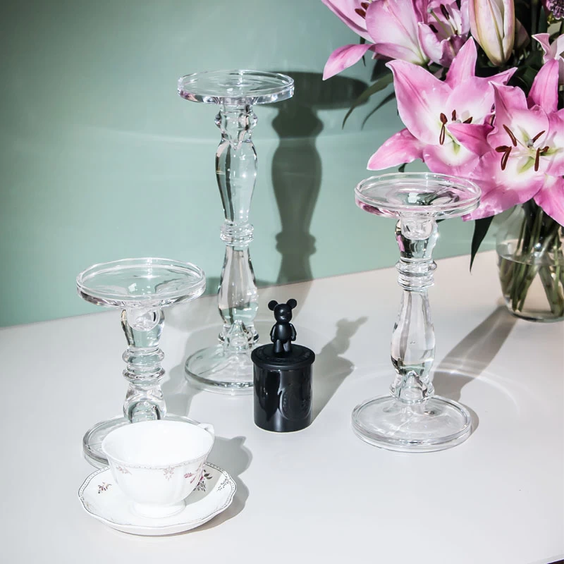 Handmade Glass Pillar, Taper, Candlestick Candle Holder D 5.11