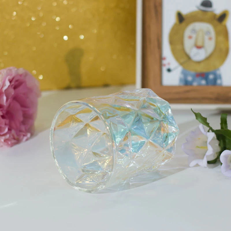 8oz Glass Candle Holder Iridescent Prism  Aura for Soy Wax Candles