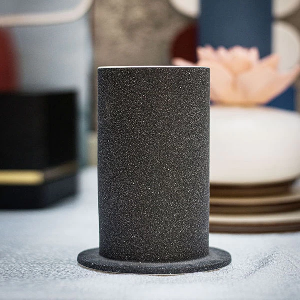 black ceramic candle holder