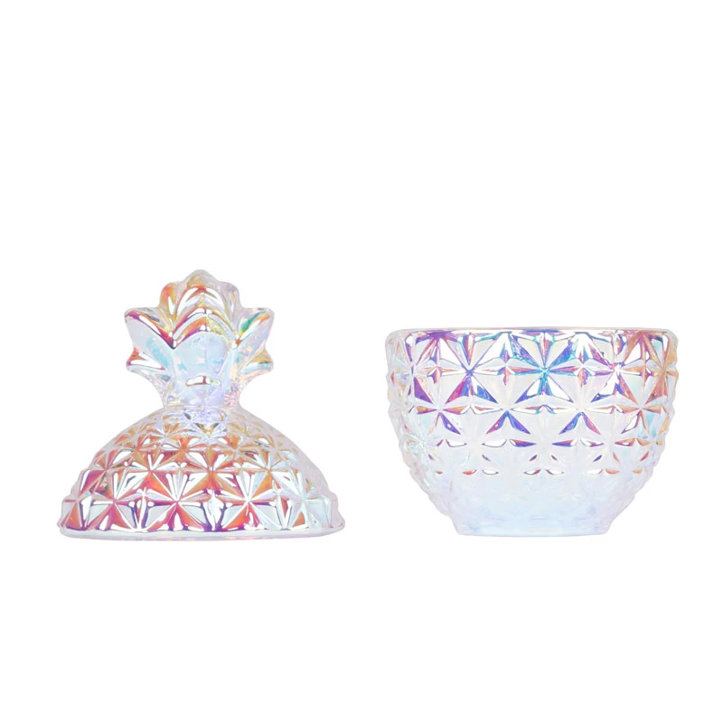 Pineapple Candle Holder Glass Jar Iridescent Glassware 4.5oz