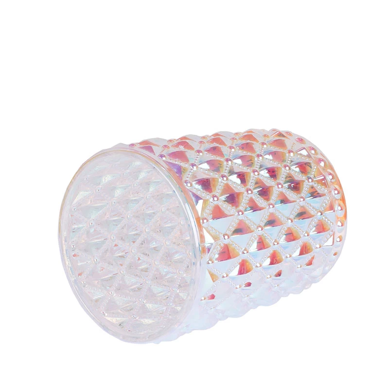 24oz Iridescent Glass Diamond Scented Candle Holder