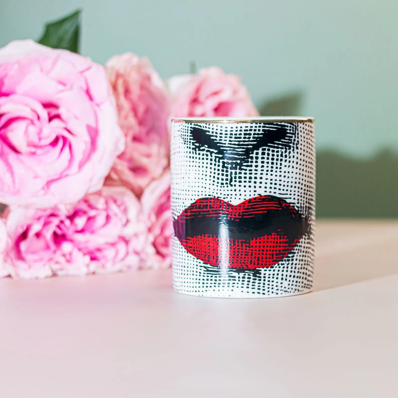 Valentine's Day Women Lip Ceramic Candle Jar 9oz