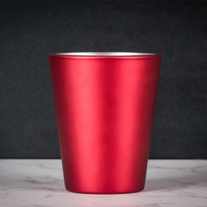 14oz Taper Shaped Glass Scented Candle Holder Christmas Red Spraying