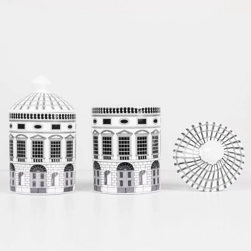Ceramic Candle Jar with Lid for Scented Candle OEM & ODM, European Architecture-Large