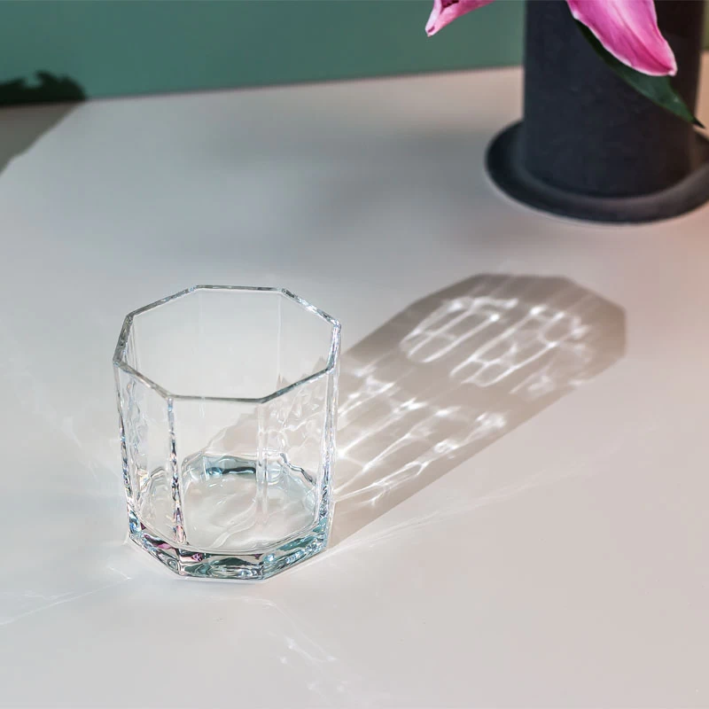 Empty Octagonal Glass Candle Holder 7oz For Candle Making In Bulk