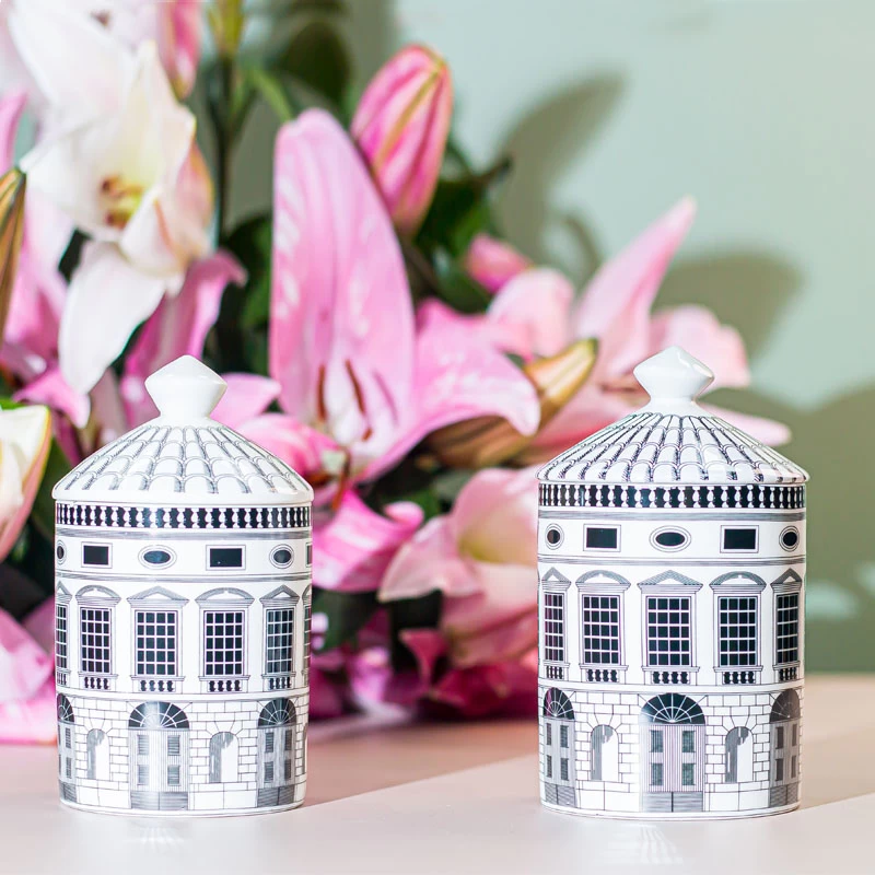 Ceramic Candle Jar with Lid for Scented Candle OEM & ODM, European Architecture-Large